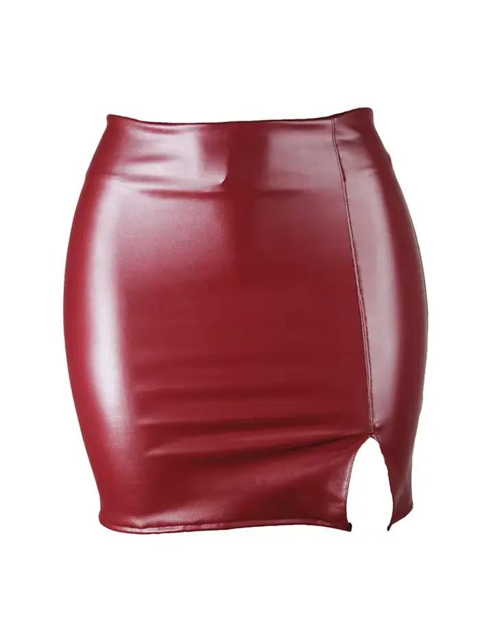 2025 femmes en cuir nuit Clubwear jupes été couleur Pure