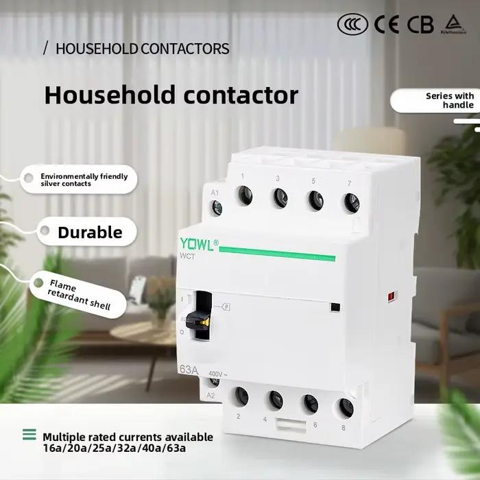 Contacteur AC CDCH8S Triphasé 16A 20A 25A 32A 40A 63A 2P 4P Manuel 220V 110V 24V avec Bouton de Commande à Levier NCH8 CJX2