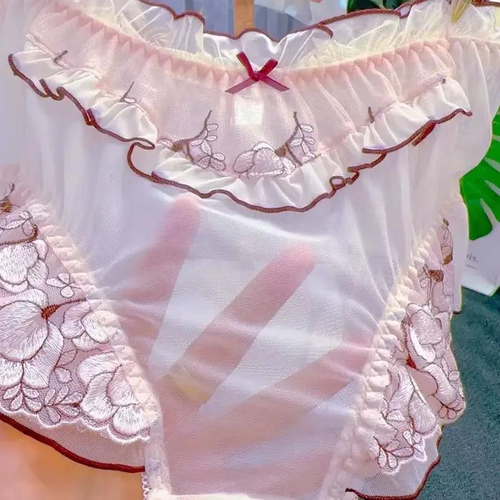 Sous-vêtements Sexy en maille transparente brodée Lolita