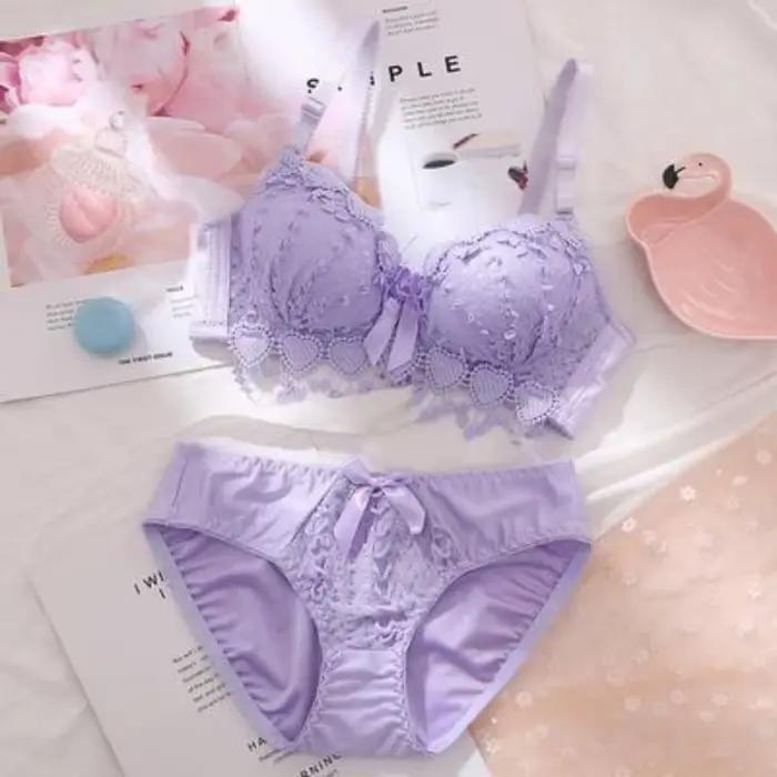 Ensemble de soutien-gorge et culotte en acrylique avec broderie florale pour femmes, grande taille, confortable et respirant