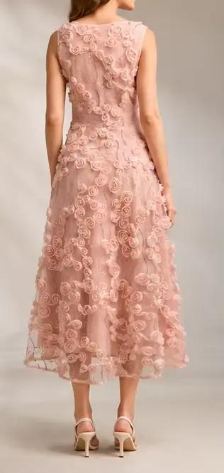 Robe florale 3D en maille romantique pour femme, élégante, pour soirée formelle, été, printemps, sortie chic, remise de diplôme, Noël, Nouvel An