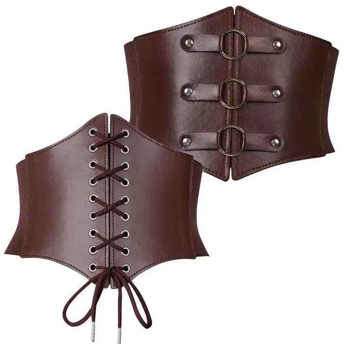 Ceinture Corset Femme Super Large en Cuir PU, Bandeau Amincissant Élastique Taille Haute Polyvalent pour Usage Quotidien, Type Bustier Corset