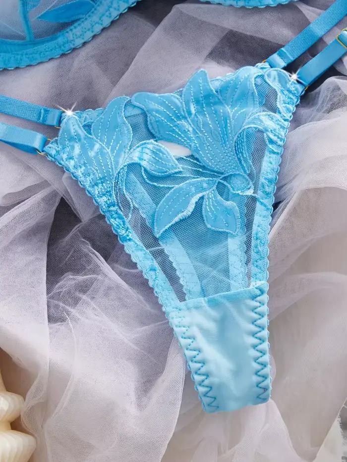 Ensemble de lingerie féminine en dentelle brodée