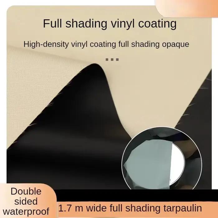 Tissu Imperméable Double Face Enduit au Mètre pour Rideaux, Parapluie, Tentes, AwO2, Couture, Extérieur, Grille Solaire, Bleu, Noir