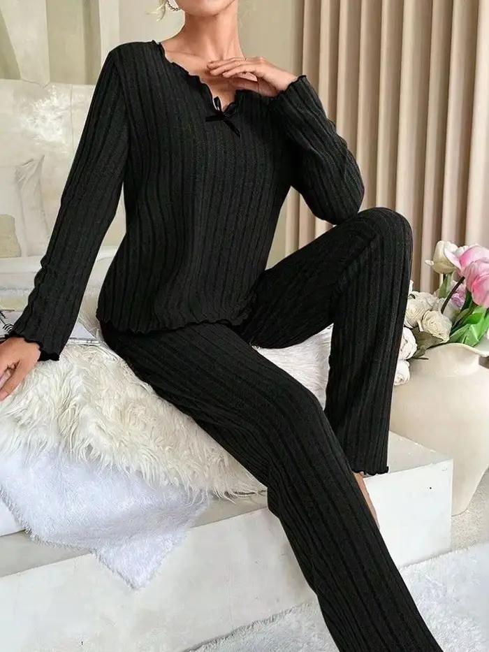 Ensemble pyjama chaud en flanelle pour femme