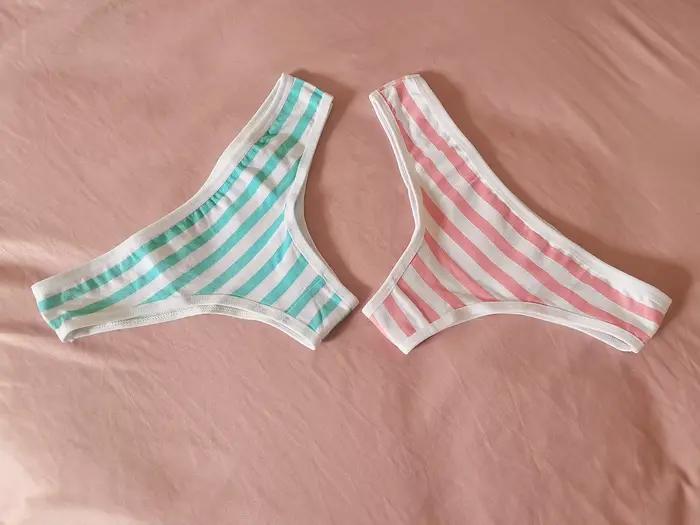 Sexy mignon fille femmes bleu et rose rayure culotte string t-back sous-vêtements