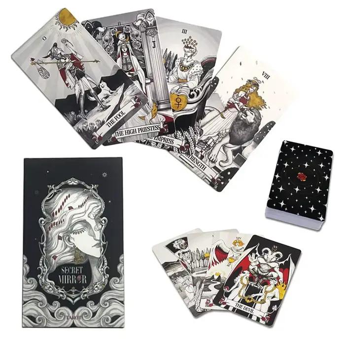 Tarot miroir secret Tarot d'art féminin dans un symbolisme riche avec monochrome avec guide Version anglaise jeu de société de fête 12*7 cm