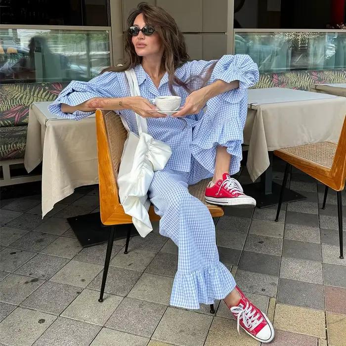 Pyjama à carreaux HiLoc pour femme