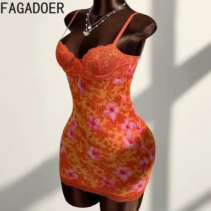 FAGADOER Robes moulantes sexy à imprimé floral et patchwork pour femmes