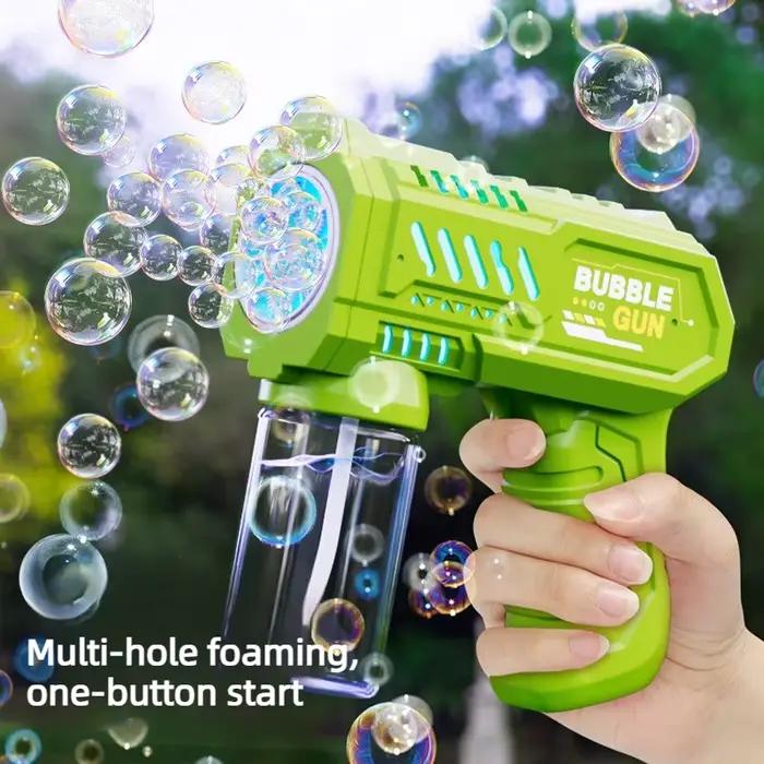 Machine à bulles électrique à 6 trous avec lumière, pistolet à bulles automatique, jouet souffleur de bulles pour enfants, jeu d'extérieur estival