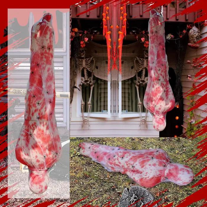 Décoration d'halloween, cadavre suspendu, accessoires effrayants pour le corps mort, cocon gonflable sanglant, décorations de maison hantée pour cour d'halloween en plein air
