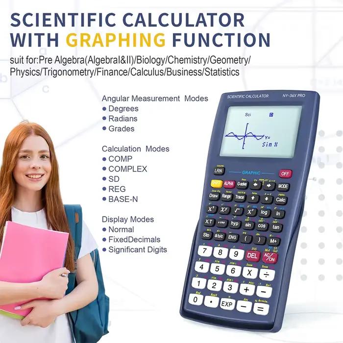 Calculatrice scientifique avec fonction graphique NEWYES 36X Pro Calculatrice scientifique graphique pour fournitures scolaires du collège et du secondaire Bleu