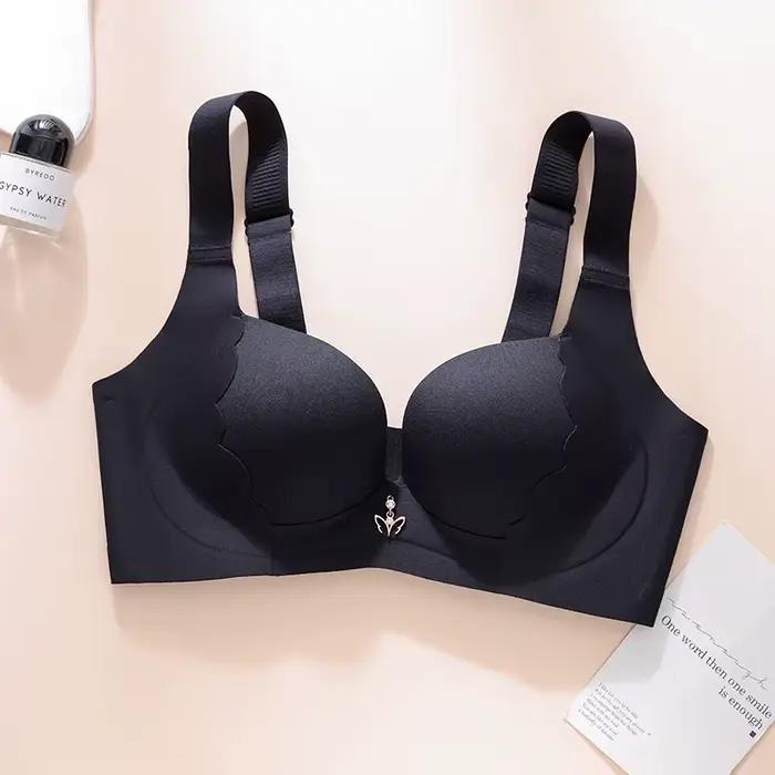 Soutien-gorge sans couture pour femmes, grande taille, brassière sans fil, légèrement doublé, couverture complète, bonnet C D E, sexy, solide, rembourré, basique