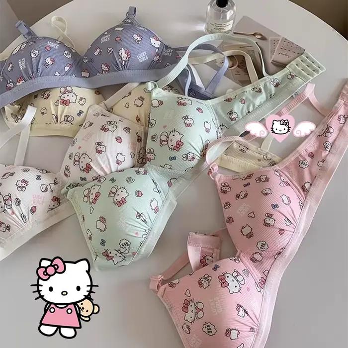 Dessin animé Hello Kittys sous-vêtements pour femme Kawaii filles soutien-gorge Sexy sans fil Push Up