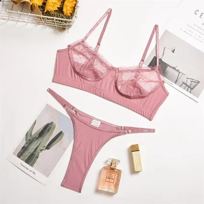 Ensemble de lingerie en dentelle à volants pour femmes