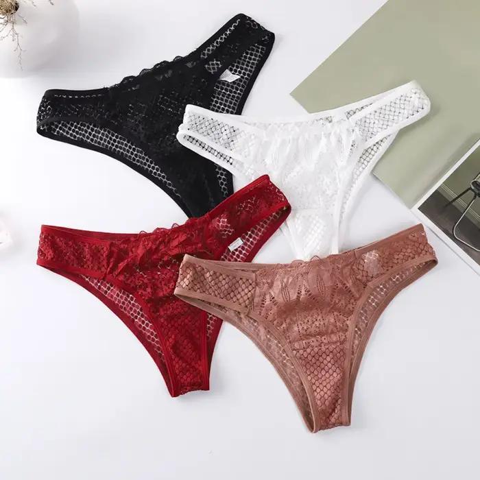Sous-vêtements féminins transparents en dentelle transparente