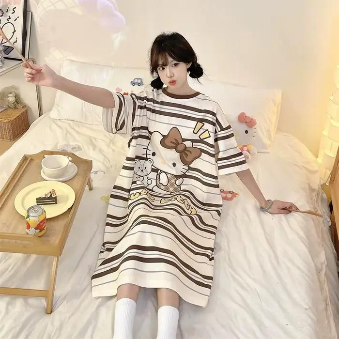 Chemise de nuit coréenne Sanrio d'été à manches courtes pour femme