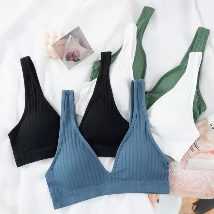 Soutiens-gorge sexy à col en V profond pour femmes, soutien-gorge de sport côtelé sans couture rembourré, sous-vêtements féminins, débardeur dos nu printemps-été, lingerie