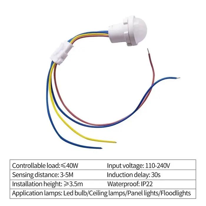 Détecteur de mouvement intelligent PIR, interrupteur infrarouge pour corps humain, marche/arrêt automatique, 110V 220V, pour lampe LED, panneau lumineux de plafond, 1/2/5 pièces