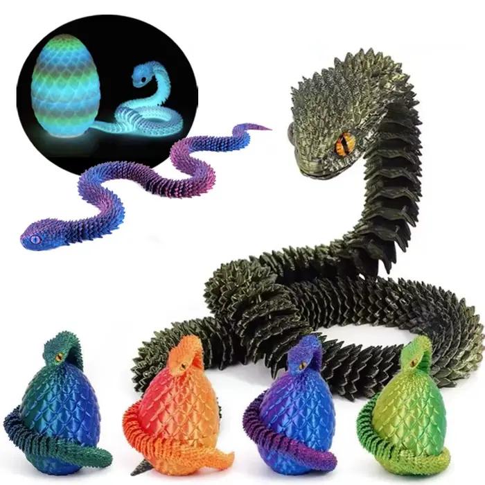 Oeuf de serpent imprimé en 3D, moule serpent de décompression créatif, mobile, rotatif, articulé, ornement de bureau, animaux réalistes, jouet pour enfant