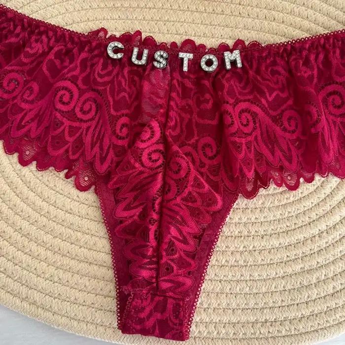 Lettres en cristal personnalisées nom caleçon culotte Sexy dentelle bikini