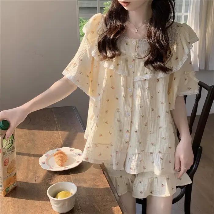 Pyjama d'été doux Style princesse pour femmes