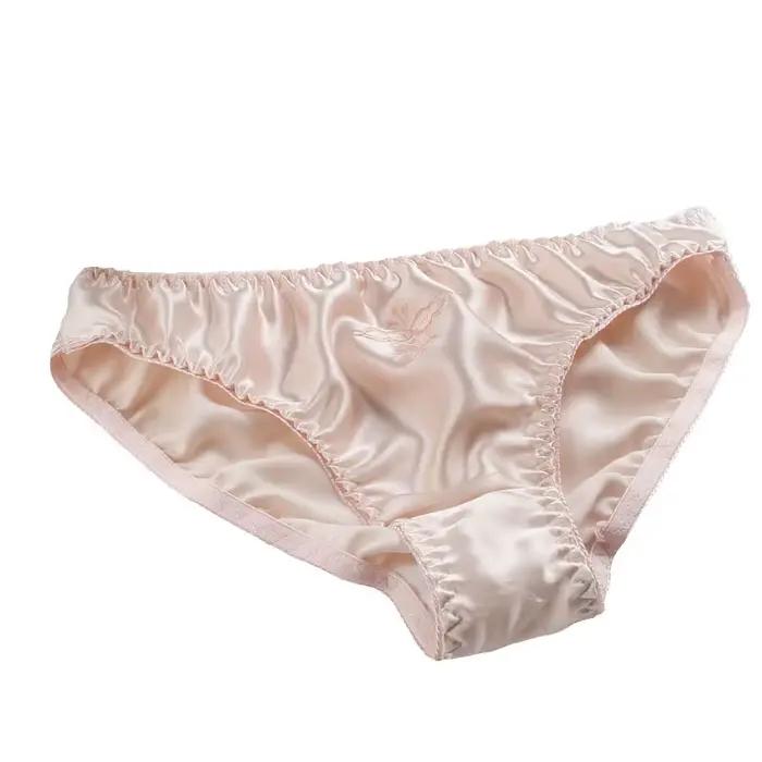Vente chaude 2025 nouvelle couleur 100% culotte en soie naturelle femme slip trigonométrique taille basse lingerie