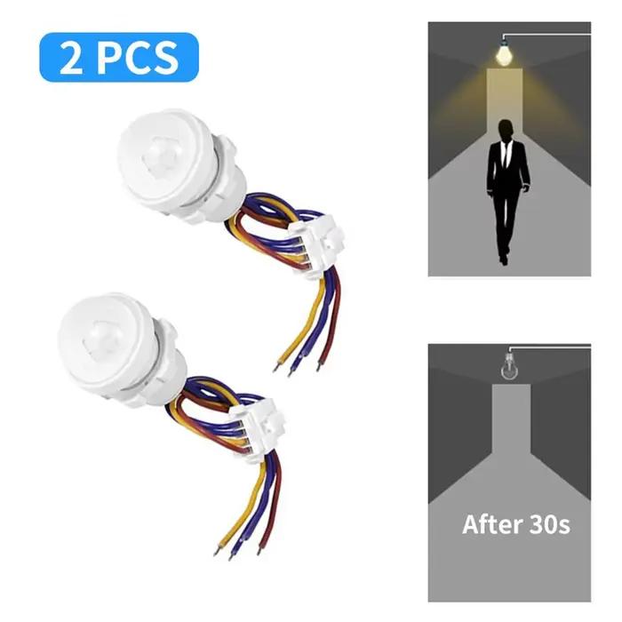 Détecteur de mouvement intelligent PIR, interrupteur infrarouge pour corps humain, marche/arrêt automatique, 110V 220V, pour lampe LED, panneau lumineux de plafond, 1/2/5 pièces