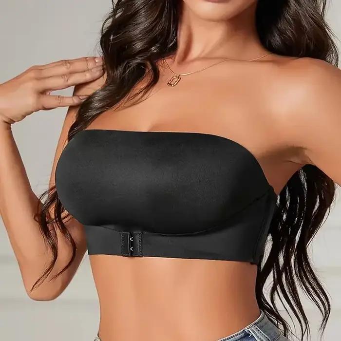 Soutien-gorge sans bretelles sans couture polyester pour femme avec bouton devant confortable et antidérapant pour tous les jours occasions spéciales