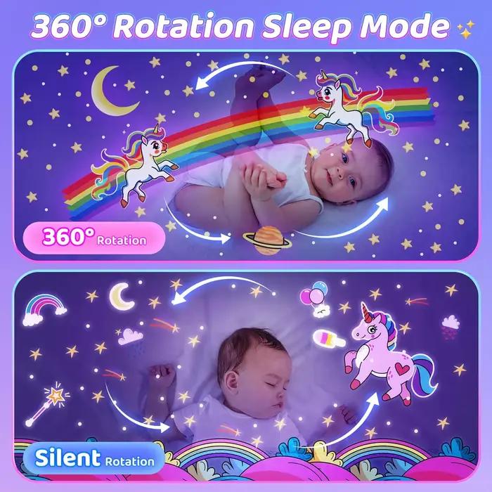 Veilleuse LED Rechargeable par USB pour Chambre d'Enfant, Projecteur, Rotation de l'Espace, 12 Films, Cadeau d'Anniversaire et de Noël