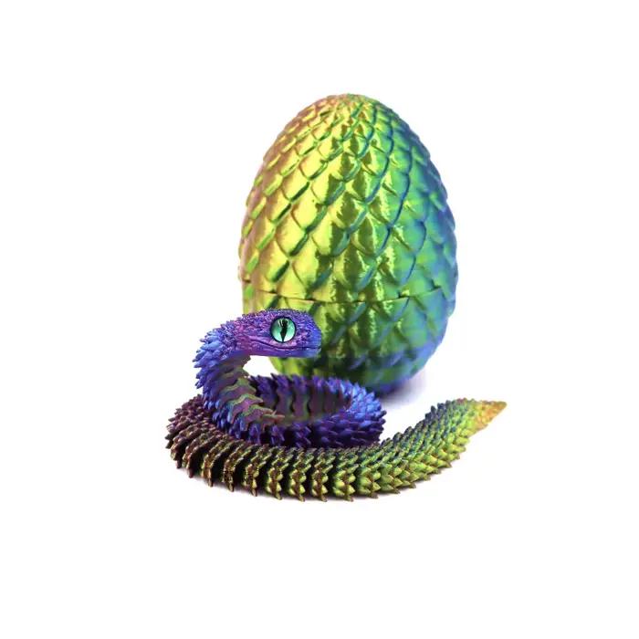 Oeufs de serpent imprimés en 3D, décoration de maison, moules de serpent créatifs réduisant la pression, articles de décoration pour la maison, figurines d'anime rotatives en mouvement