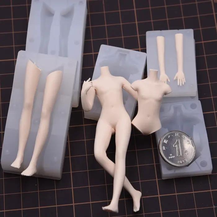 Moule en silicone pour corps de figurine en poterie, pour femmes/hommes, pour la création de statues miniatures de personnages de dessins animés en argile ultra-légère ou en plastique