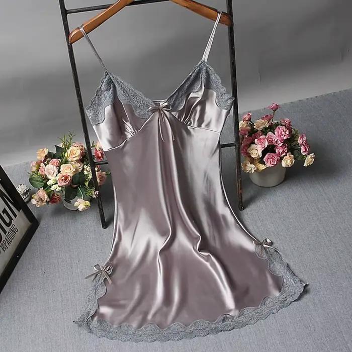 Chemise de nuit sexy en dentelle patchwork pour femmes