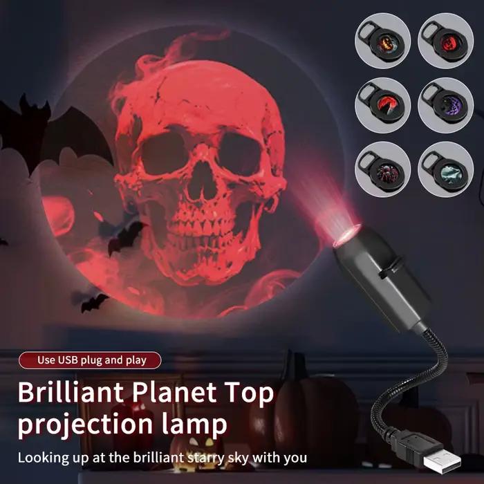 Halloween Led Projection veilleuse citrouille plafond applique USB lune projecteur atmosphère de noël lumière d'ambiance décor de chambre
