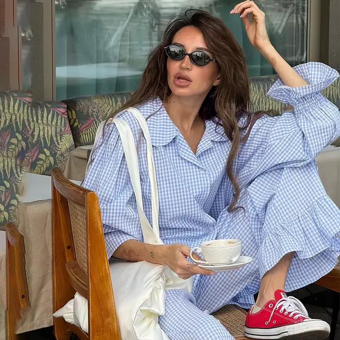 Pyjama à carreaux HiLoc pour femme