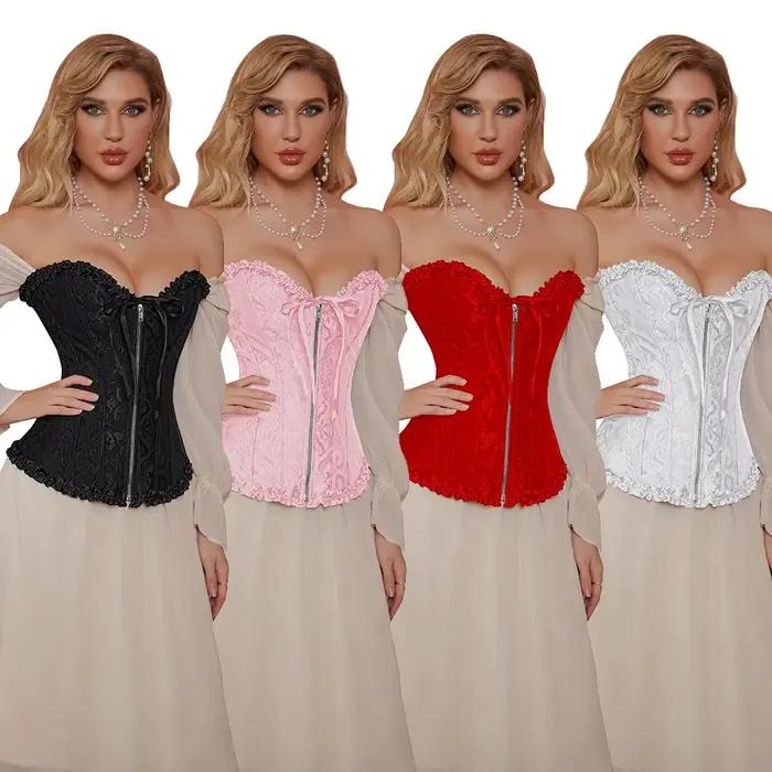 Corset victorien Jacquard avec fermeture éclair