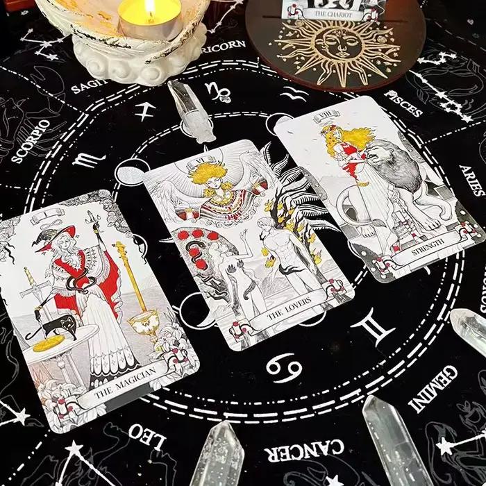 Tarot miroir secret Tarot d'art féminin dans un symbolisme riche avec monochrome avec guide Version anglaise jeu de société de fête 12*7 cm