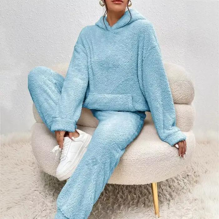 Ensemble pyjama en polaire floue pour femme