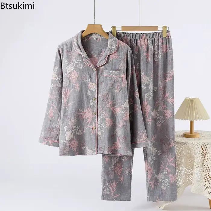 Pyjama rétro à manches longues pour femmes