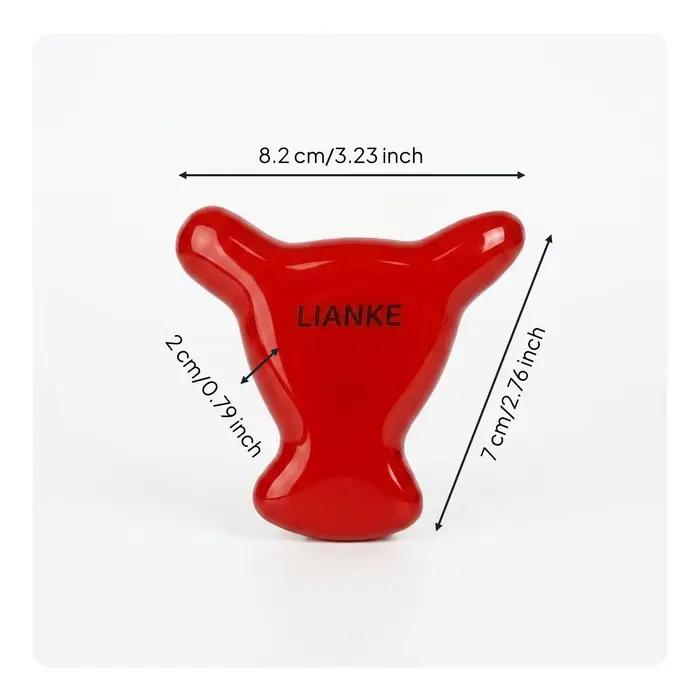 Outil de massage compact en fonte en forme de tête de taureau pour la thérapie corporelle, jaune et rouge