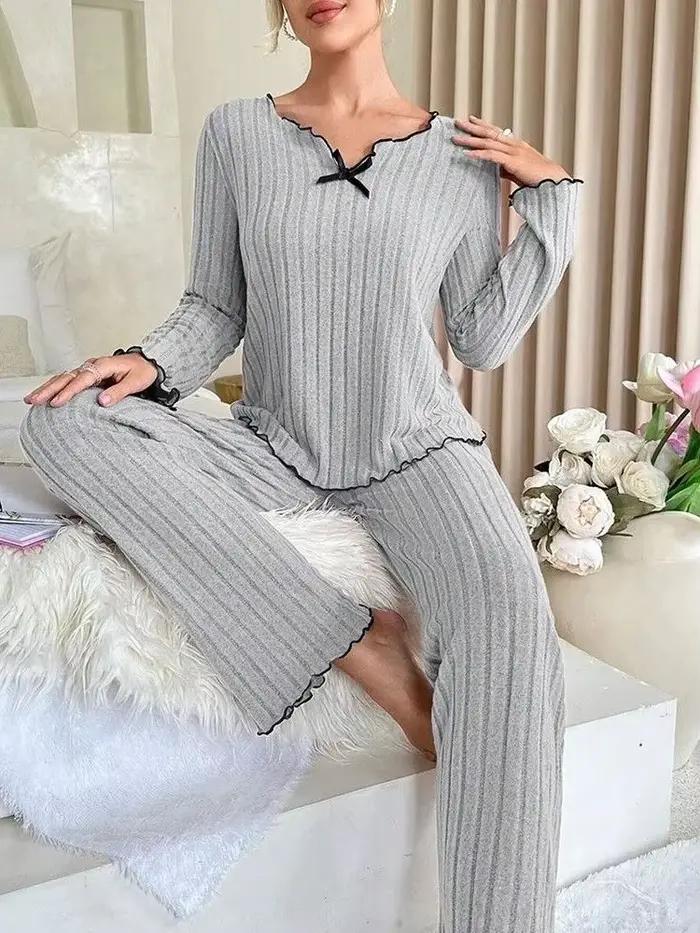Ensemble pyjama chaud en flanelle pour femme