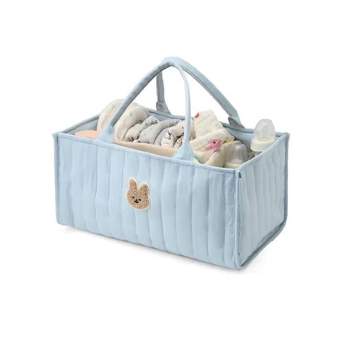 Sac de rangement pour couches, organisateur multi-compartiments en polyester durable, portable et léger avec un joli motif d'ours, rangement portable