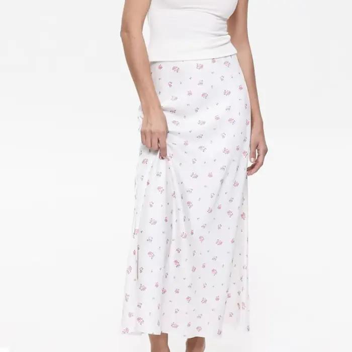 Jupe moulante en Satin imprimé Floral pour femmes, élégante, Y2K, taille haute, Slim, longue, sirène, pour le travail, le bureau, queue de poisson