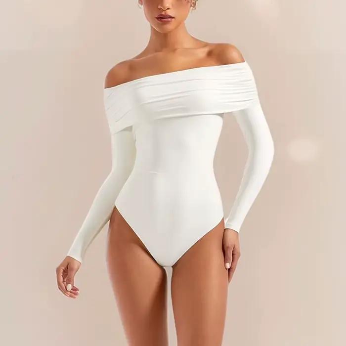 Body chemisier basique à manches longues pour femme
