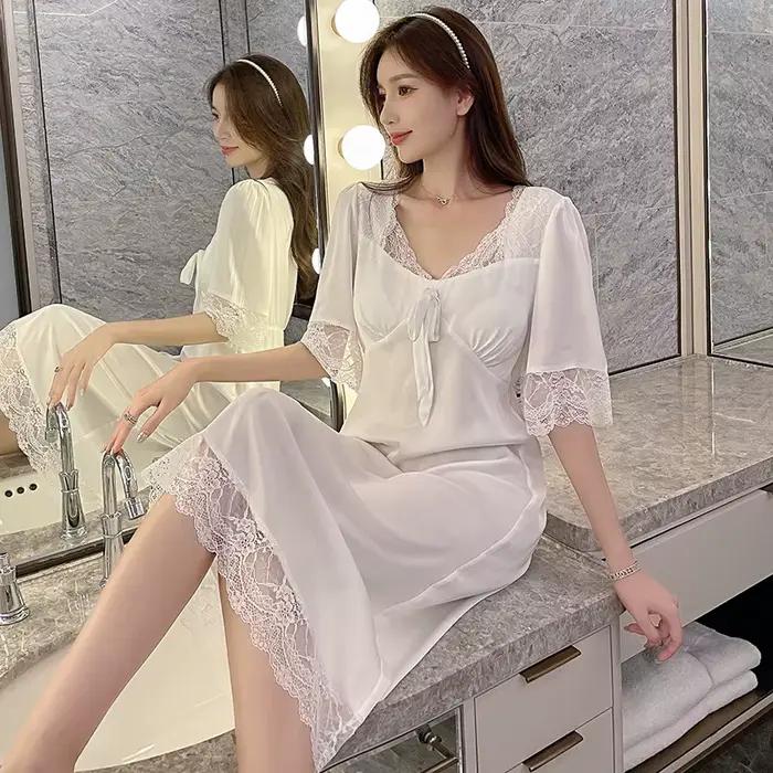 Chemise de nuit Sexy à manches courtes pour femmes