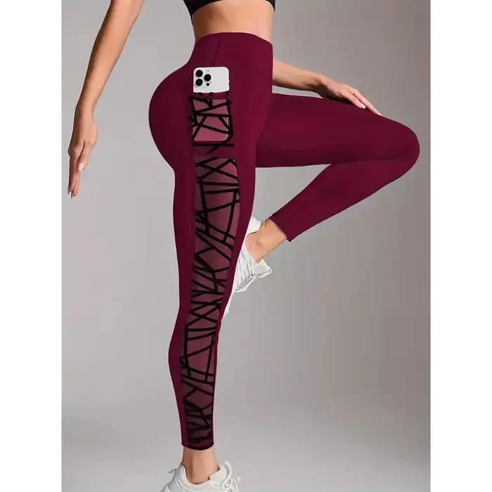 Leggings de sport en dentelle pour femme, sculptants, taille haute, effet push-up fessier, vêtements de course amincissants