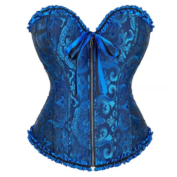 Corset victorien Jacquard avec fermeture éclair