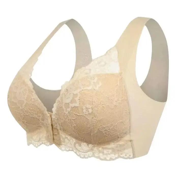TEmu – soutien-gorge Sexy en dentelle pour femmes, grande taille, boucle avant, sous-vêtements transfrontaliers, tissu en Nylon froncé, enveloppant, respirant, sans couture, push-up