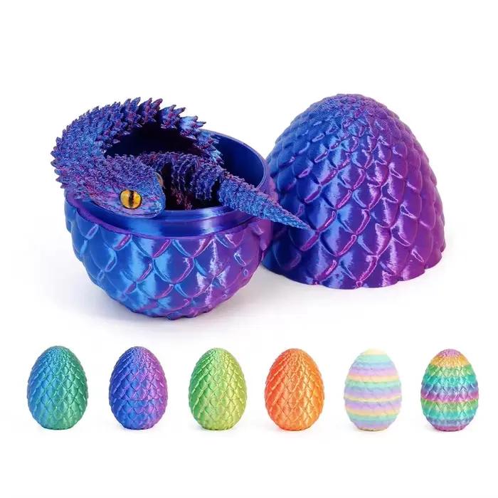 Figurine d'action œuf de serpent imprimée en 3D, jouet créatif anti-stress, figurine d'anime articulée et rotative, ornement de bureau, cadeau