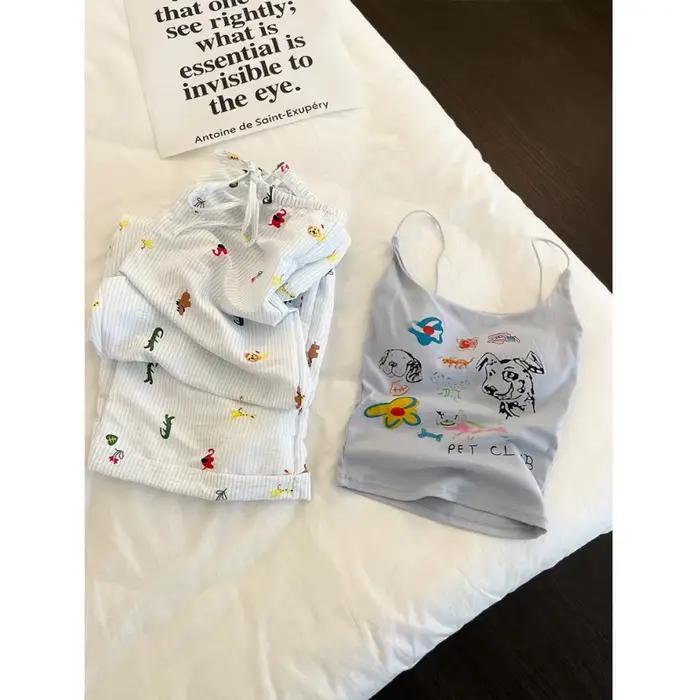 Ensemble pyjama imprimé chiot pour femme